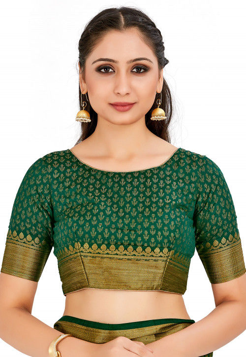 Buy Kanchipuram Saree in Dark Green Online : SNGA2183 - Utsav Fashion