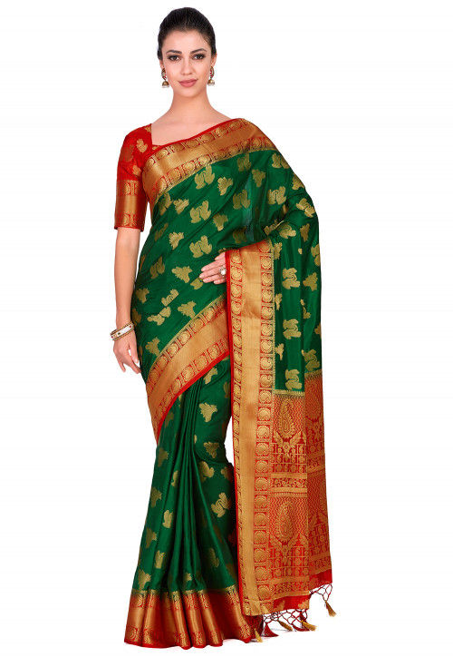 Buy Online Jacquard Silk Yellow Zari Designer Traditional Saree : 106989 -