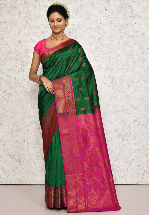 Kanchipuram Saree in Dark Green