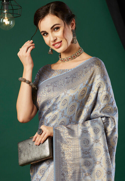 Kanchipuram Saree in Grey