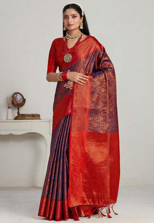 Kanchipuram Saree in Navy Blue