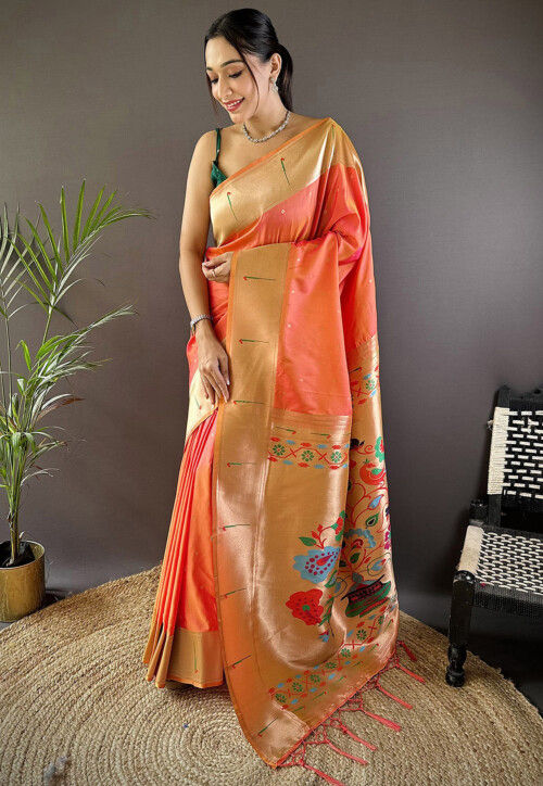 Kanchipuram Saree in Orange