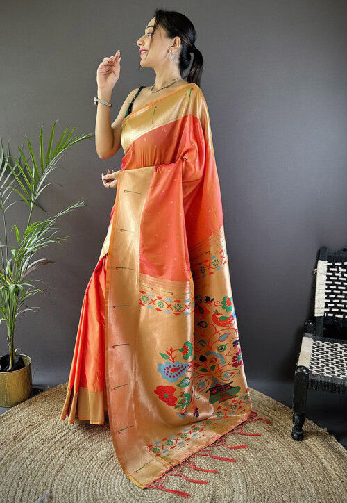 Kanchipuram Saree in Orange