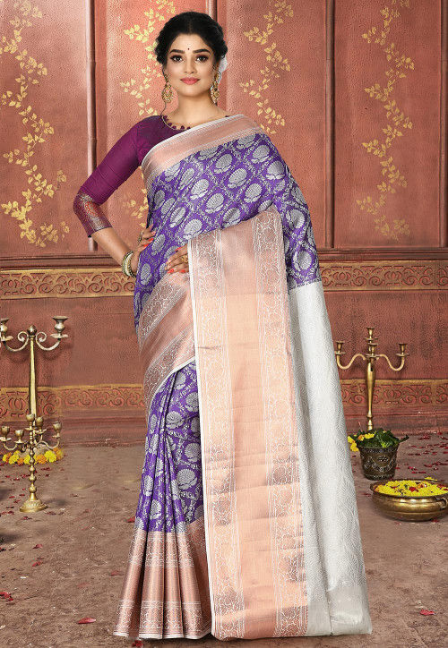 Buy Kanchipuram Saree in Violet Online SBSA342 Utsav Fashion