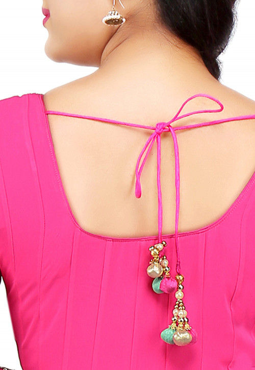 Embroidered Georgette Abaya Style Suit in Fuchsia