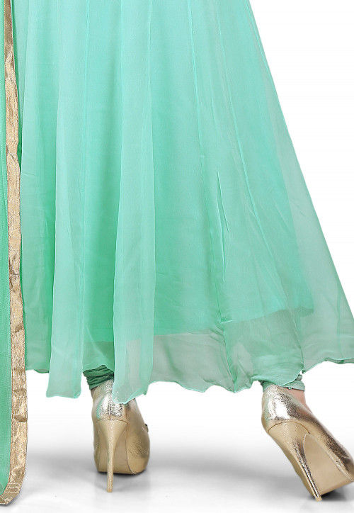 Plain Georgette Anarkali Suit in Pastel Green