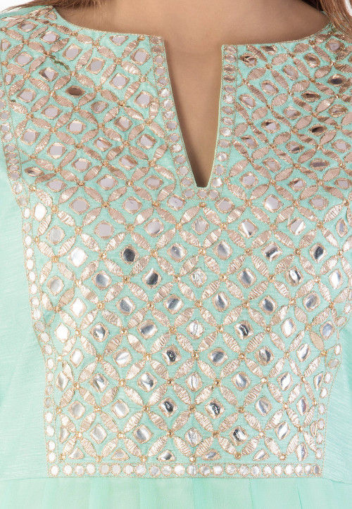 Buy Gota Patti Georgette Abaya Style Suit in Sea Green Online : KJN3042 ...