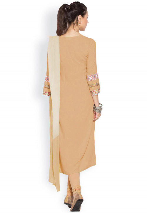 Printed Straight Cut Suit in Dusty Peach