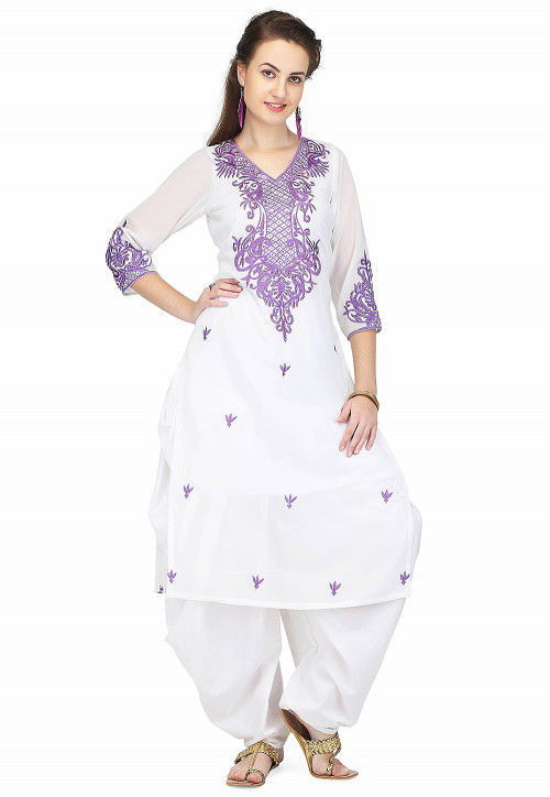 Beautiful Readymade White Punjabi Shalwar Suit Rayon Net Salwar Kameez  Fashion | eBay