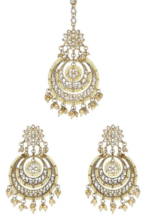 Kundan Chandbali Earrings Set