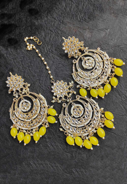 Three stone kundan chandbali earrings – Alluring Accessories
