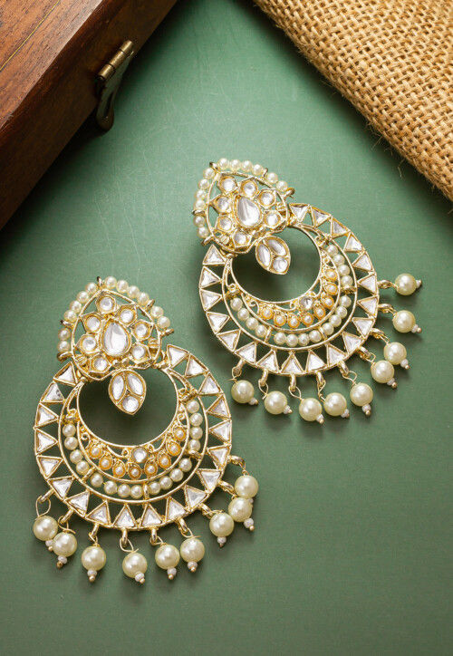 Indian Gold Plated Bollywood Style Kundan Chandbali Earrings Red Jewelry  Set | eBay