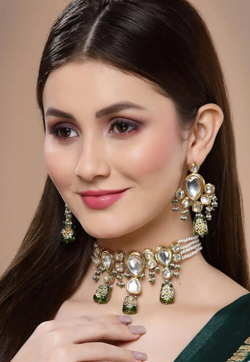 Classy Choker Necklace Set With Earring For Women & Girls