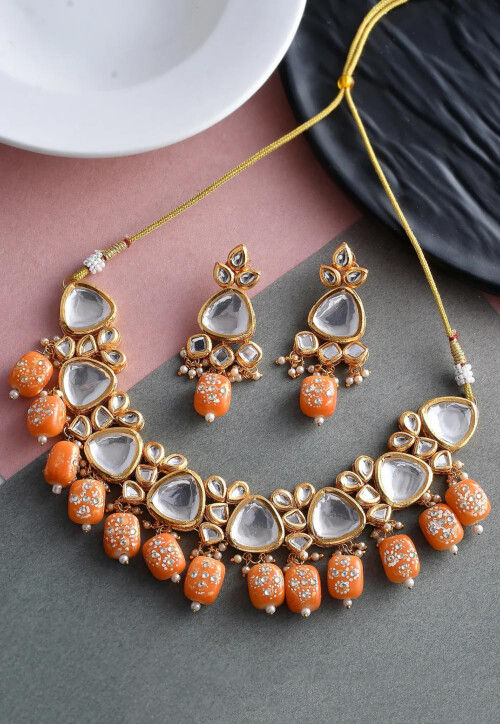 Buy Kundan Choker Necklace Set Online JMY1902 Utsav Fashion