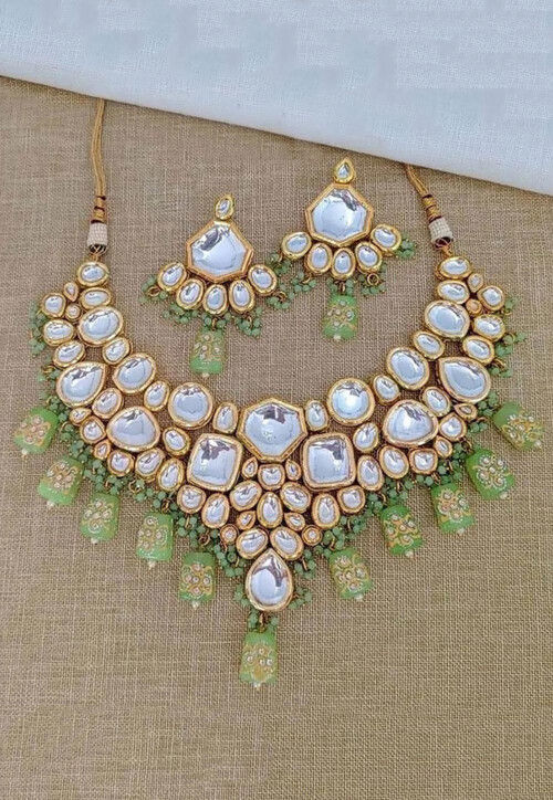 Buy Kundan Choker Necklace Set Online JVD1661 Utsav Fashion