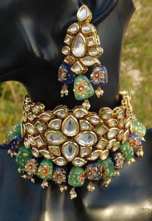 Buy Kundan Choker Necklace Set Online JVD1668 Utsav Fashion