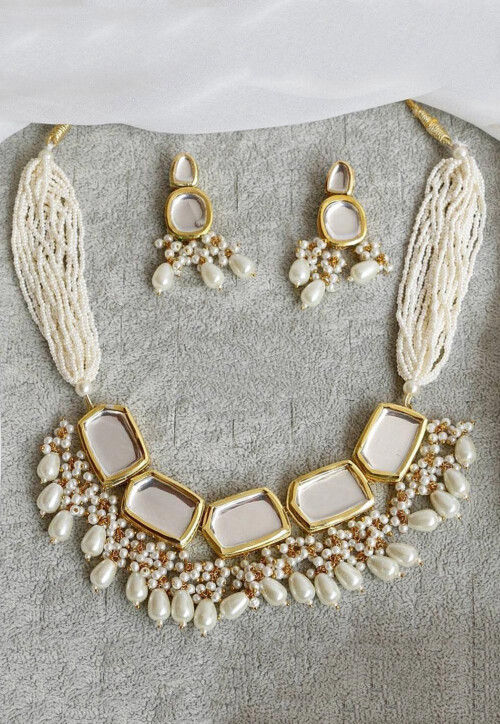 Buy Kundan Choker Necklace Set Online JVD1723 Utsav Fashion
