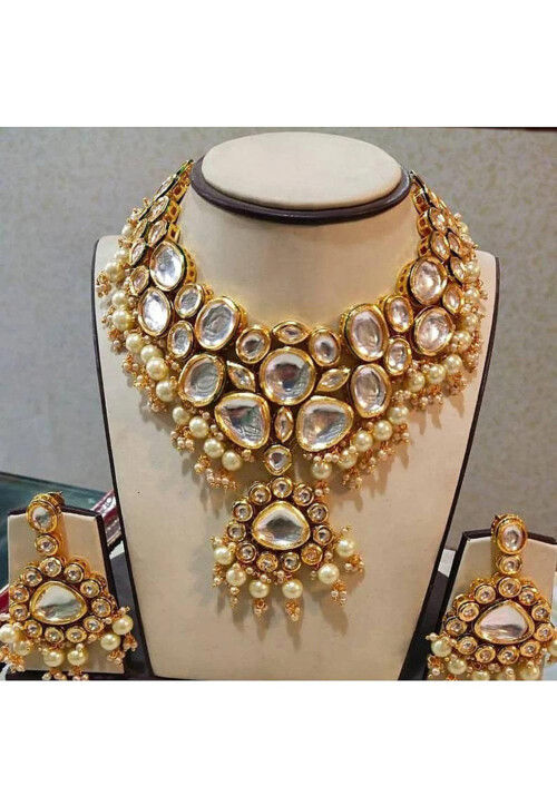 Buy Kundan Choker Necklace Set Online JVD1823 Utsav Fashion