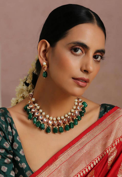 Buy Kundan Choker Necklace Set Online JVD2368 Utsav Fashion
