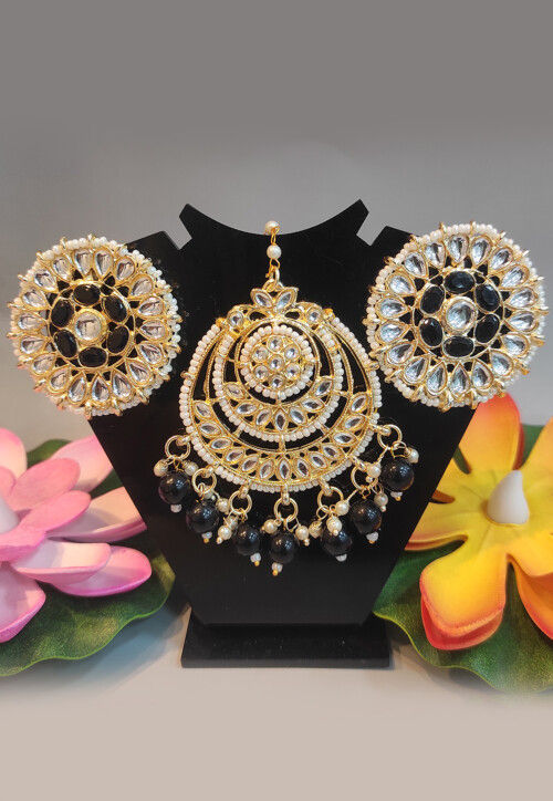 Daphne Handmade Bollywood Kundan Party Wear Pearls Hanging Maang Tikka  Earrings Set Jewelry – Buy Indian Fashion Jewellery