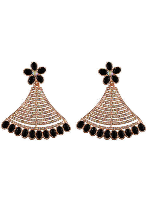 Total Fashion Traditional jewellery Black Metal Kundan Jhumka Chandbali  Earrings for women and girls