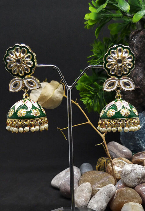 Kundan jhumka earrings online hot sale