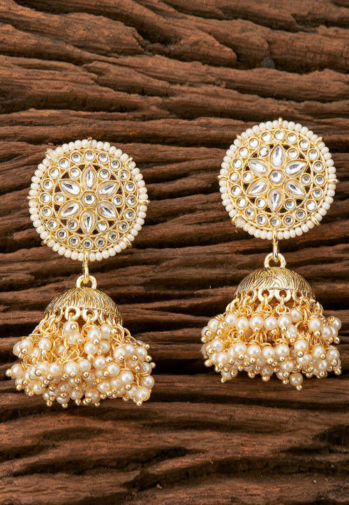 Meenakari Kundan Earrings Gold-Plated Chandbali Drop Dangler Jhumkas For  Women | eBay