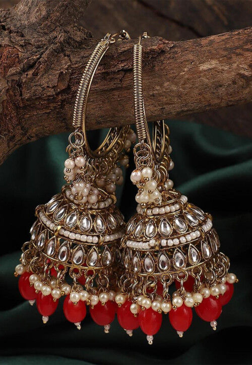 Kundan jhumka earrings online on sale