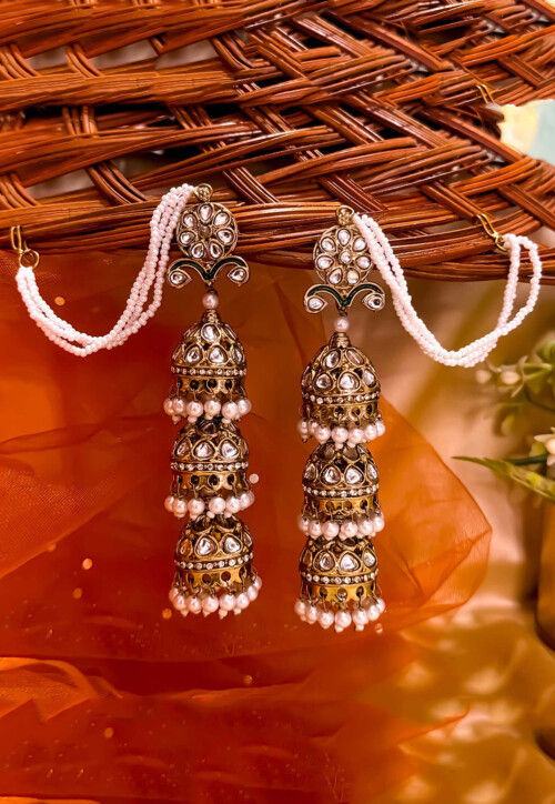 Fashion Earrings Earrings For Long Kurtis Buy Kundan Jhumka Style
