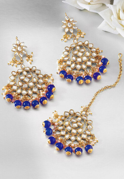 Blue maang tikka online on sale