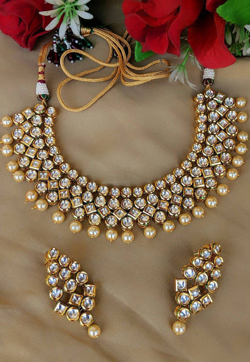 Shaheen Dabi Kundan bridal necklace set - Dark Pink – Rohika Store