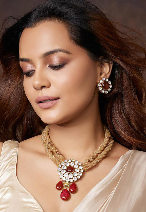 Buy Kundan Necklace Set Online JVD2342 Utsav Fashion