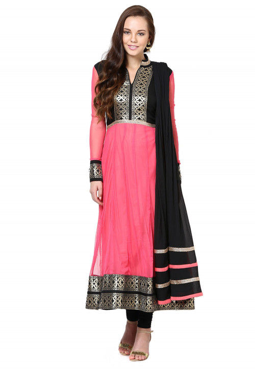 Embroidered Anarkali Suit in Pink