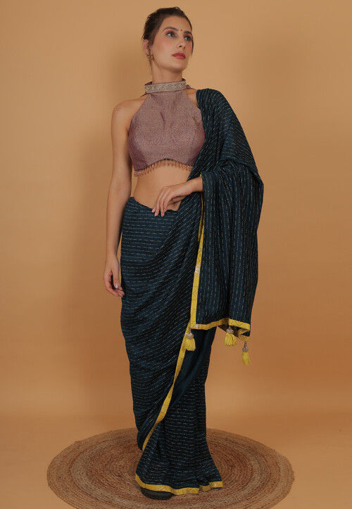 Lace Border Tissue Silk Blouse in Light Purple