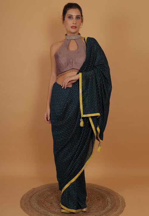 Lace Border Tissue Silk Blouse in Light Purple