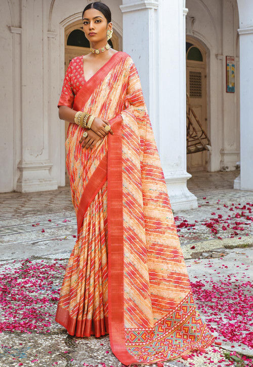 Orange pink mix #kanchipuram #silk... - Kanchi Pattu Sarees | Facebook