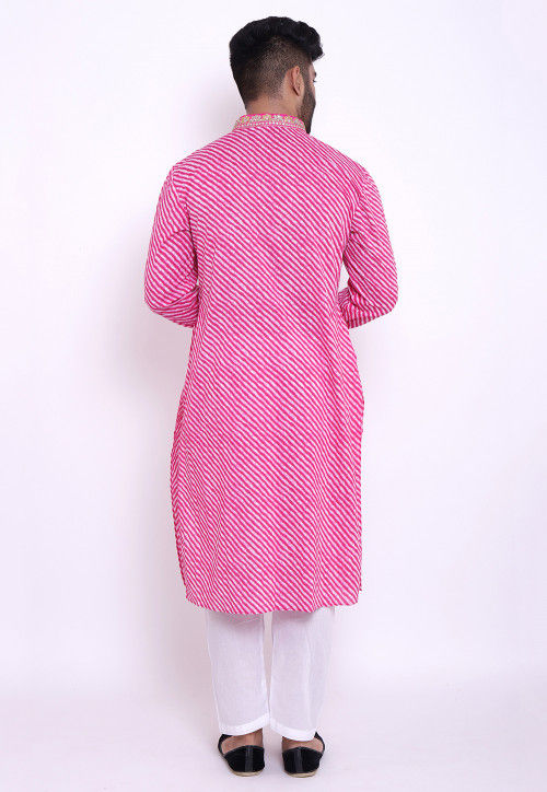 Blue - Tie-Dye Cotton A-Line Leheriya Kurta 02