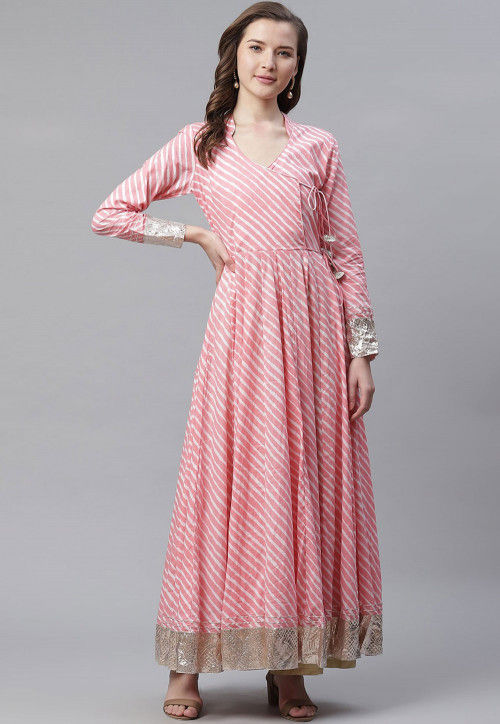 Gina Pink Mangalgiri Cotton Angrakha Kurta | Angrakha kurta, Stylish party  dresses, Wonderful dress