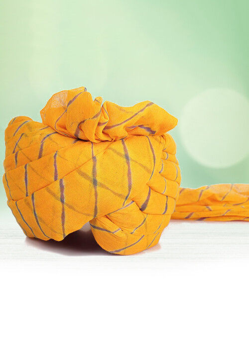 Leheriya Printed Cotton Kids Turban in Yellow