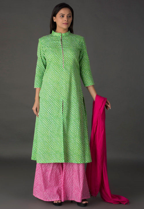 Gorgeous Light Green Chanderi Salwar Suit With Dupatta