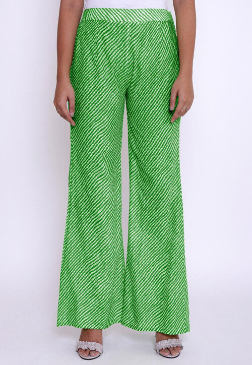 Leheriya Printed Cotton Palazzo in Light Green