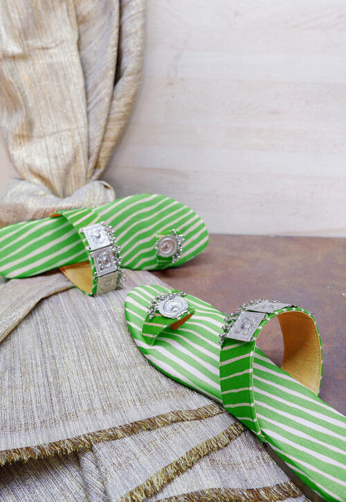 Leheriya Printed Georgette Kolhapuri in Green