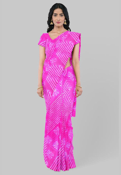 Leheriya Printed Georgette Saree in Pink