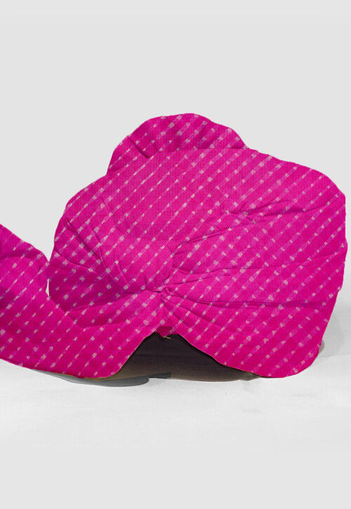 Leheriya Printed Pure Chiffon Unisex Turban in Pink