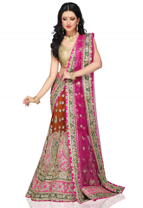 rust lehenga