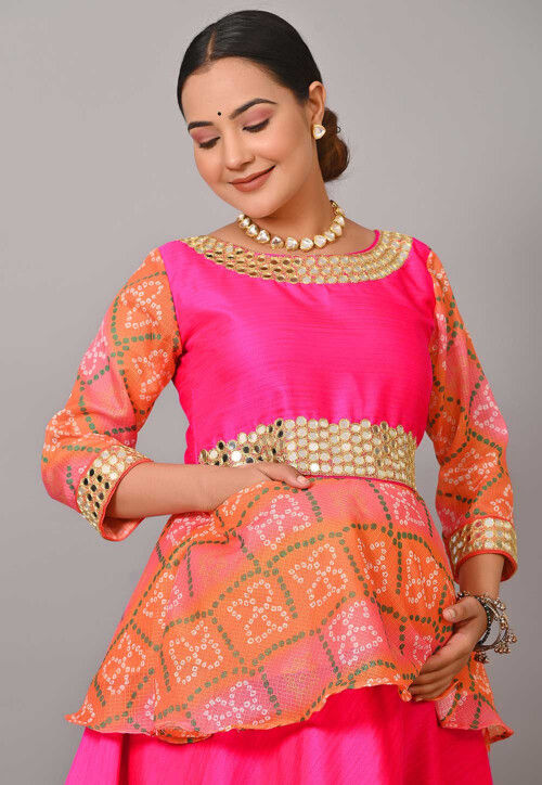Maternity Art Silk Lehenga in Fuchsia