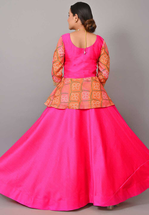 Maternity Art Silk Lehenga in Fuchsia