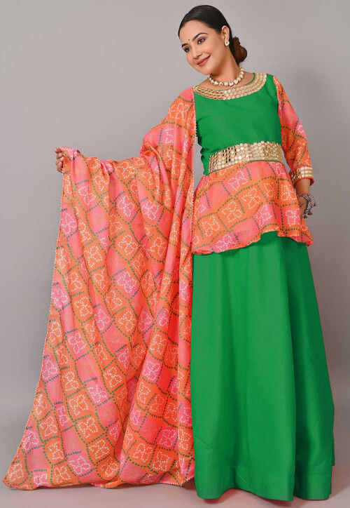 Maternity Art Silk Lehenga in Green