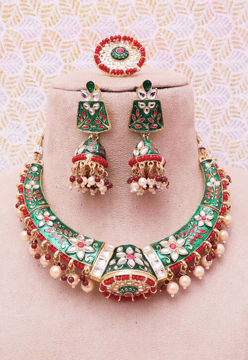 Buy Meenakari Choker Necklace Set Online JQT710 Utsav Fashion