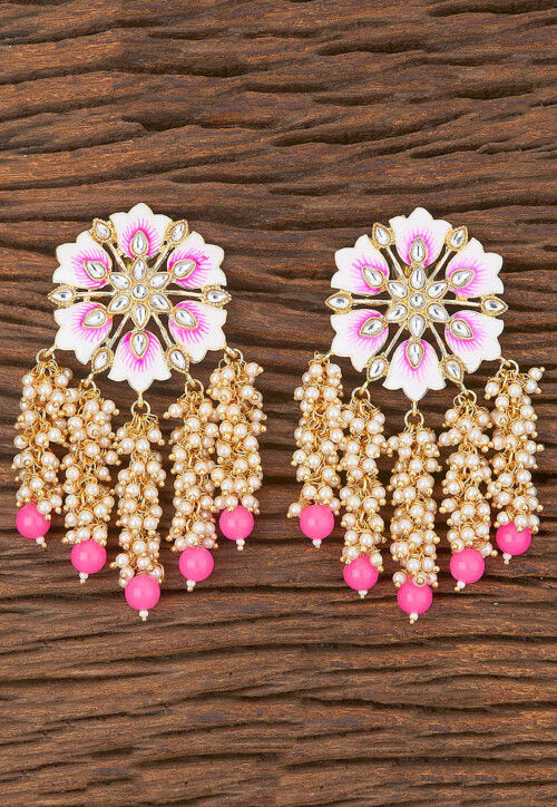 Buy Traditional Pink Pearl Work Meenakari Earrings For Women Online In  India At Discounted Prices